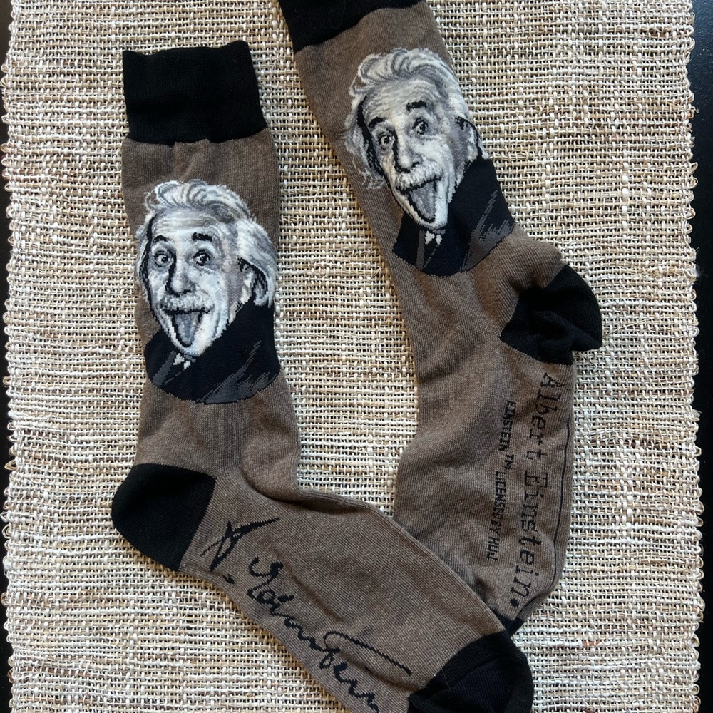 Albert Einstein Graphic Socks - Black and Gray